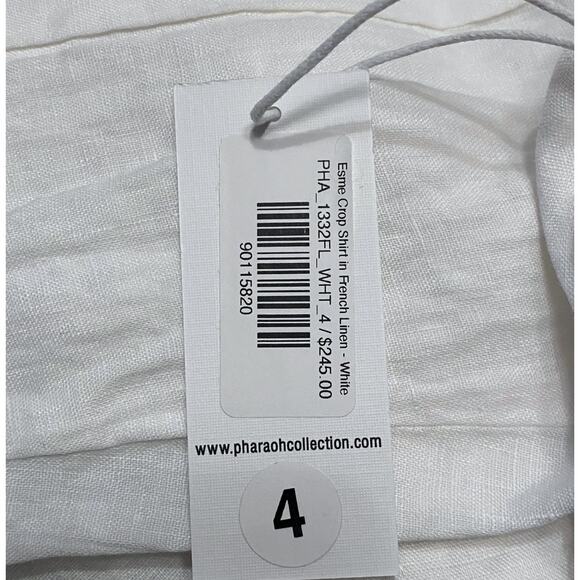 Pharaoh Collection Esme Crop Shirt in French Linen Size 4/XL NWT - Picture 5 of 6